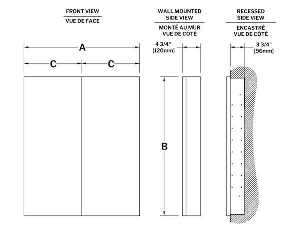 Bi-View medicine cabinet centered